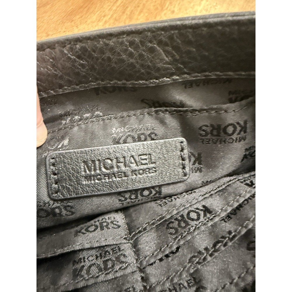 Michael Kors Fulton Flap Black Leather Shoulder Bag Pebbled Gold Chain Strap - Picture 7 of 9